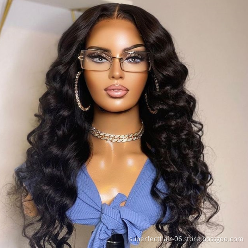 Superfect Wholesale Virgin Remy Hair Lace Front Wigs Loose Deep Wave Closure Front Wig Brazilian Hair Pre plucked For Women
